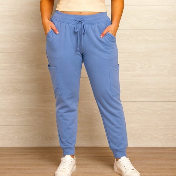 Mandala Women's Size XL Petite Blue Equa-Tek Nursing Jogger Scrub Pants - Picture 1 of 6